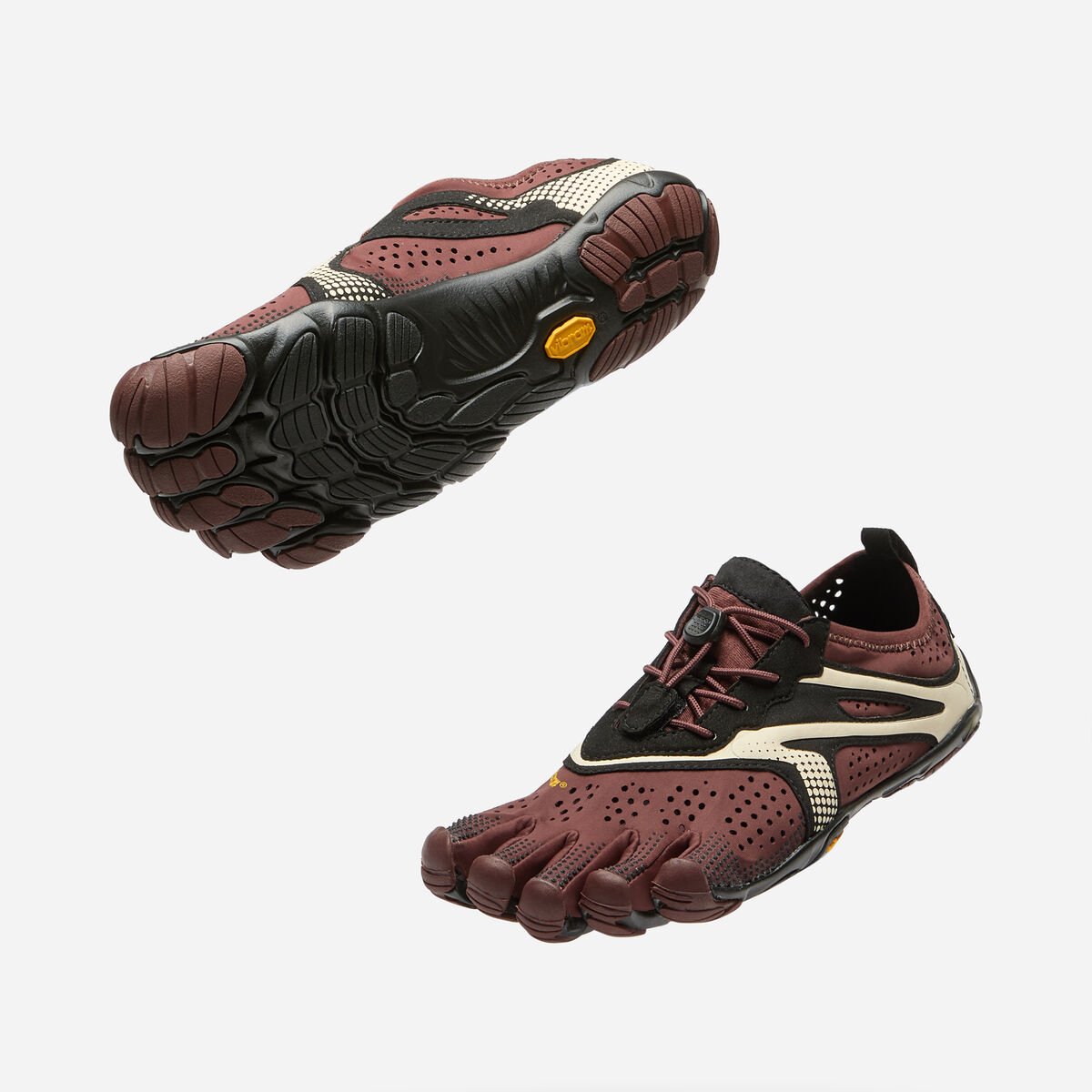 V-Run marron, ivoire et noir, semelle fine à perception du sol renforcée
