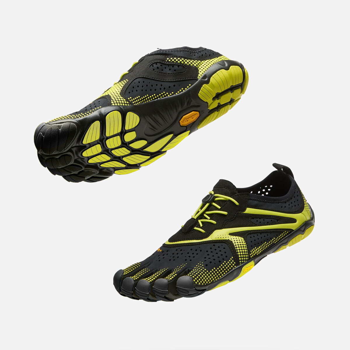 V-Run noir et vert citron, semelle fine pour la proprioception
